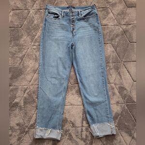 Calvin Klein Denim Blue Cuffed Raw Hem Jeans Size 31